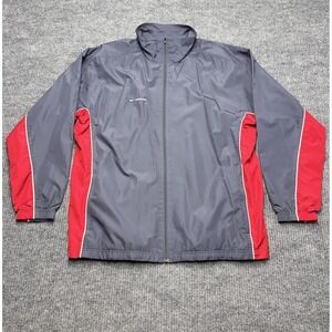 Vintage Y2K Reebok Windbreaker Jacket Mens L Gray Red Full Zip Lined